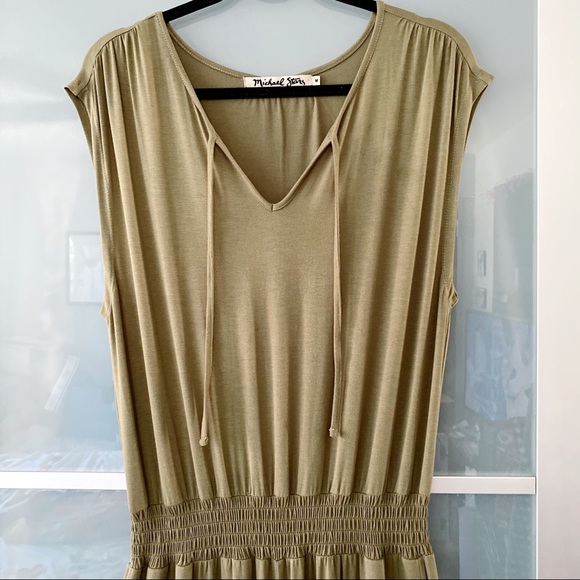 Michael Stars Smocked Waist Jumpsuit - Olive Green - Picture 3 of 11